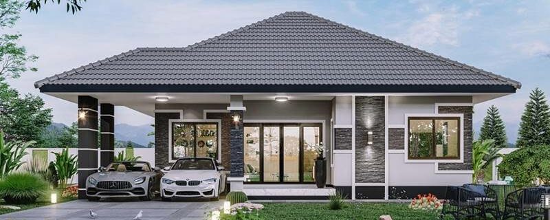 One-storey house plan with floor plan Simple but unique