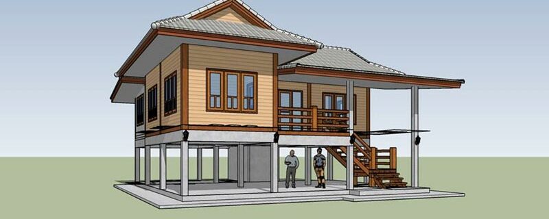 Elevated single-storey house plans simple, interesting