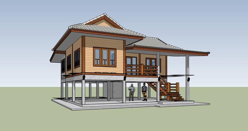 Elevated single-storey house plans simple, interesting